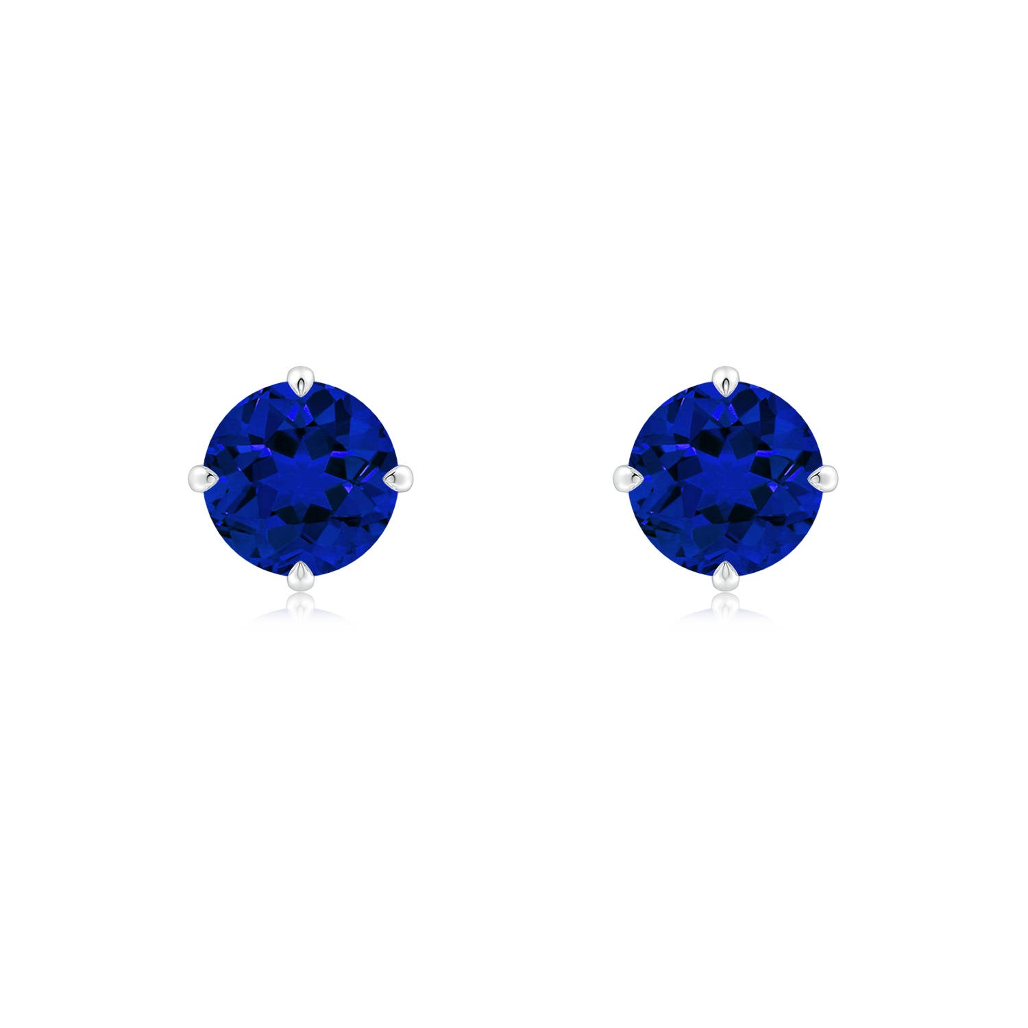 6mm Labgrown Claw-Set Round Lab-Grown Blue Sapphire Solitaire Stud Earrings in 18CT White Gold