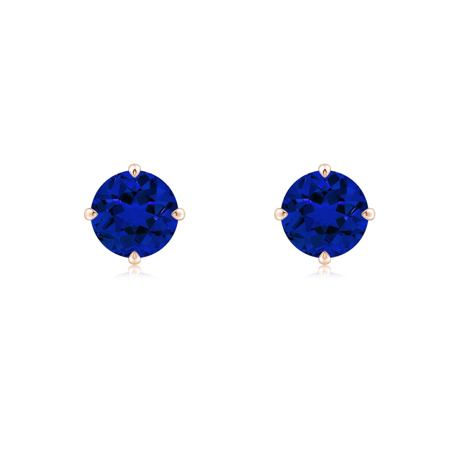 6mm Labgrown Claw-Set Round Lab-Grown Blue Sapphire Solitaire Stud Earrings in Rose Gold 