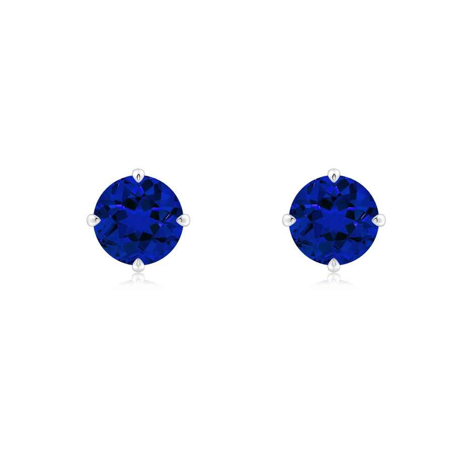 6mm Labgrown Claw-Set Round Lab-Grown Blue Sapphire Solitaire Stud Earrings in White Gold 
