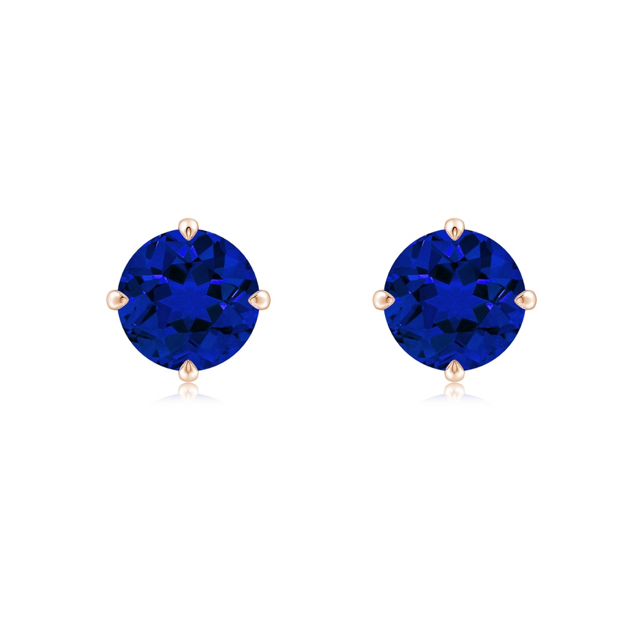 7mm Labgrown Claw-Set Round Lab-Grown Blue Sapphire Solitaire Stud Earrings in Rose Gold 