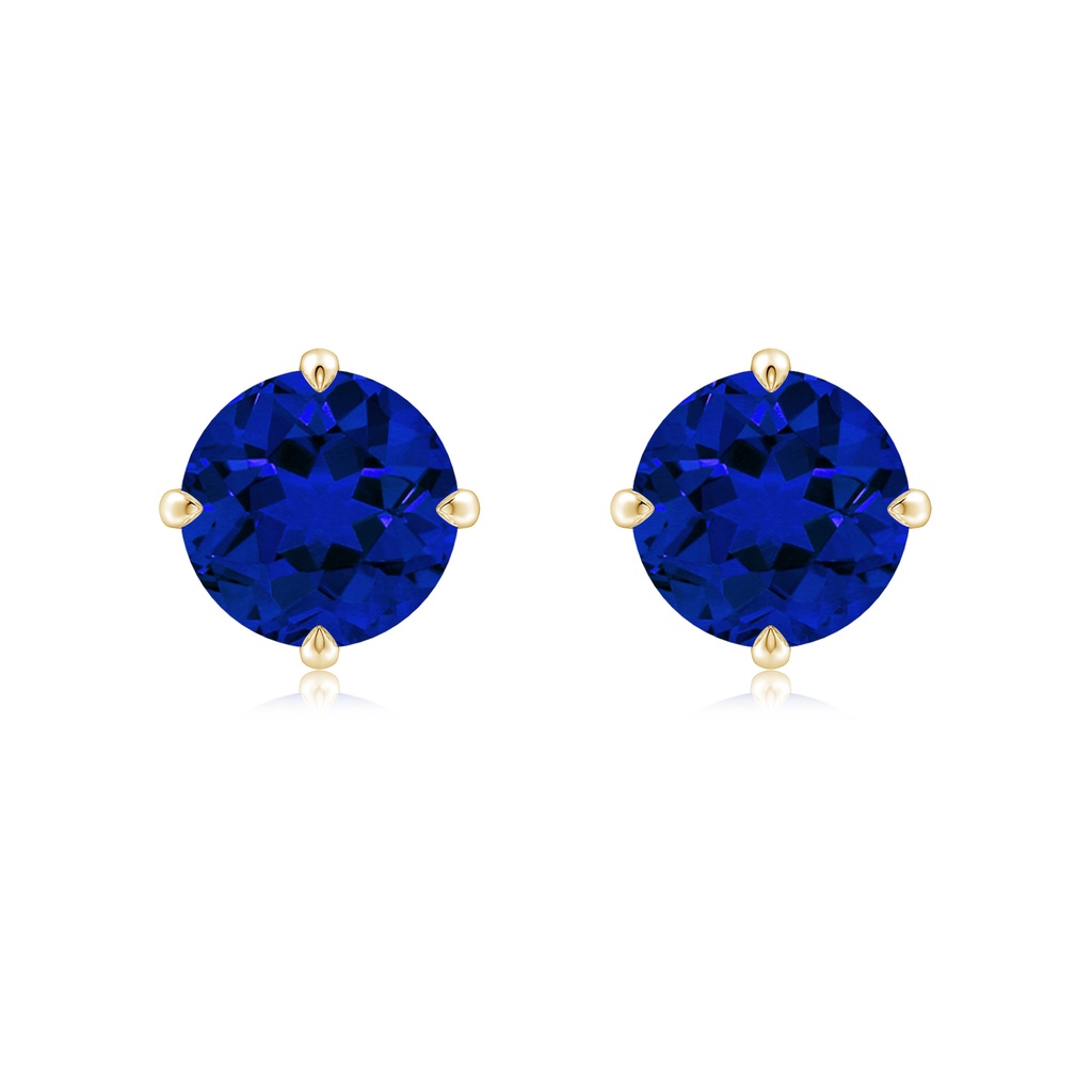 8mm Labgrown Claw-Set Round Lab-Grown Blue Sapphire Solitaire Stud Earrings in 9K Yellow Gold