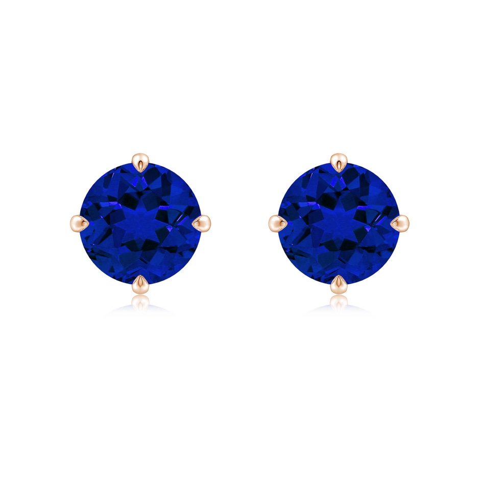 8mm Labgrown Claw-Set Round Lab-Grown Blue Sapphire Solitaire Stud Earrings in Rose Gold 