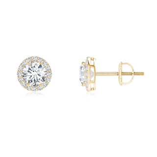 4.7mm FGVS Lab-Grown Vintage-Inspired Round Diamond Halo Stud Earrings in 9K Yellow Gold