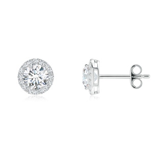 4.7mm FGVS Lab-Grown Vintage-Inspired Round Diamond Halo Stud Earrings in S999 Silver