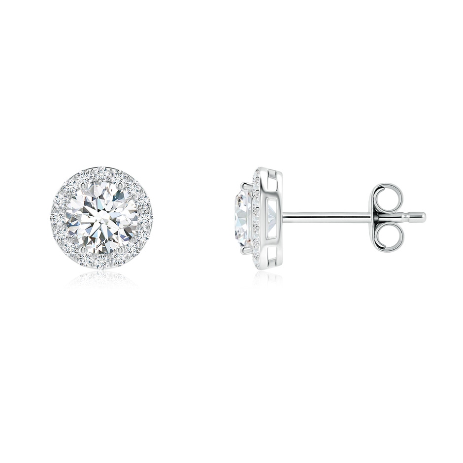 4.7mm FGVS Lab-Grown Vintage-Inspired Round Diamond Halo Stud Earrings in S999 Silver 