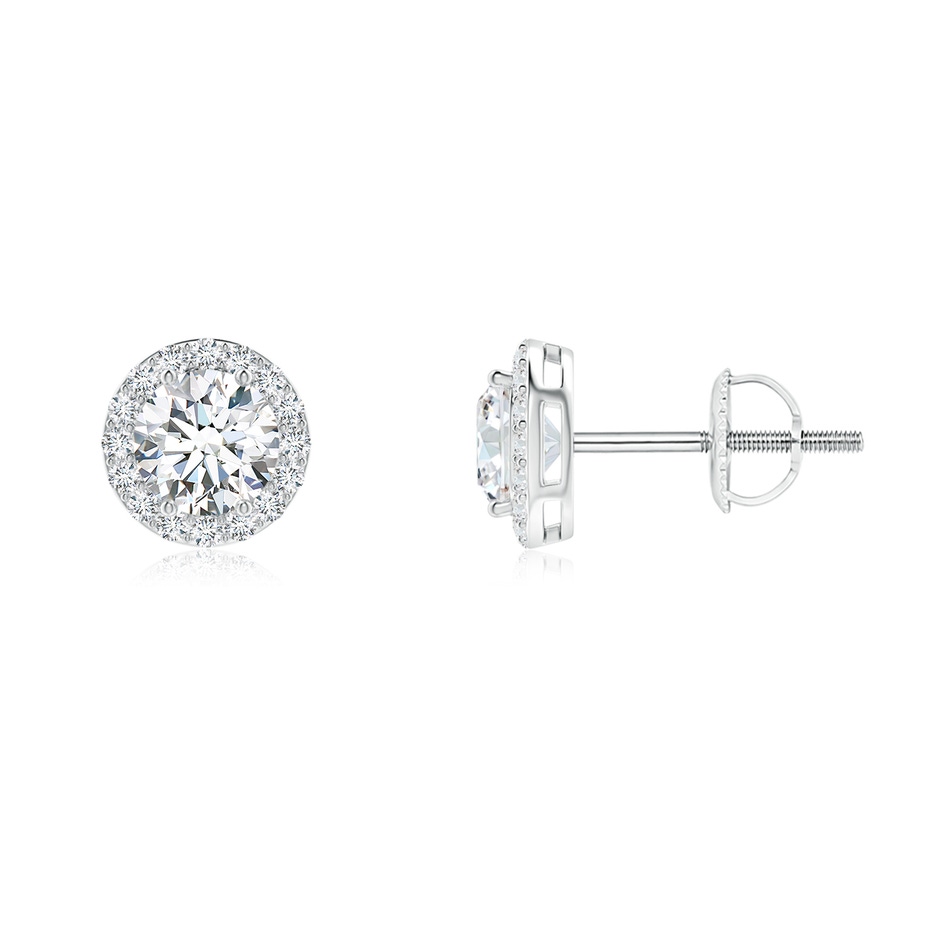 4.7mm FGVS Lab-Grown Vintage-Inspired Round Diamond Halo Stud Earrings in White Gold 