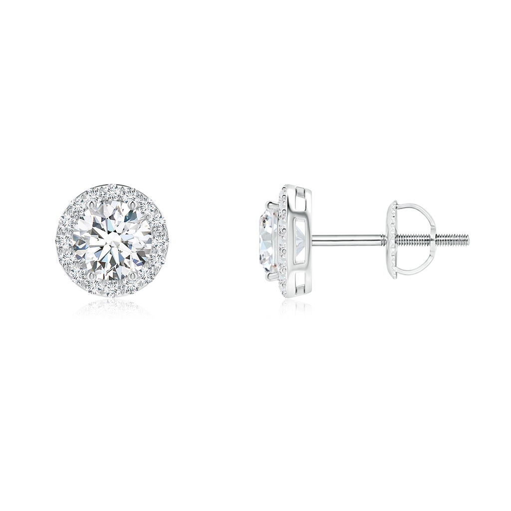 4.7mm FGVS Lab-Grown Vintage-Inspired Round Diamond Halo Stud Earrings in White Gold