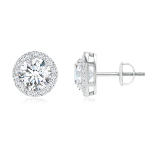 6mm FGVS Lab-Grown Vintage-Inspired Round Diamond Halo Stud Earrings in 9K White Gold