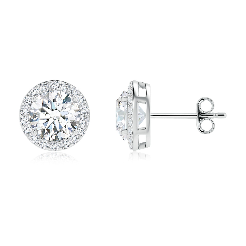 6mm FGVS Lab-Grown Vintage-Inspired Round Diamond Halo Stud Earrings in S999 Silver