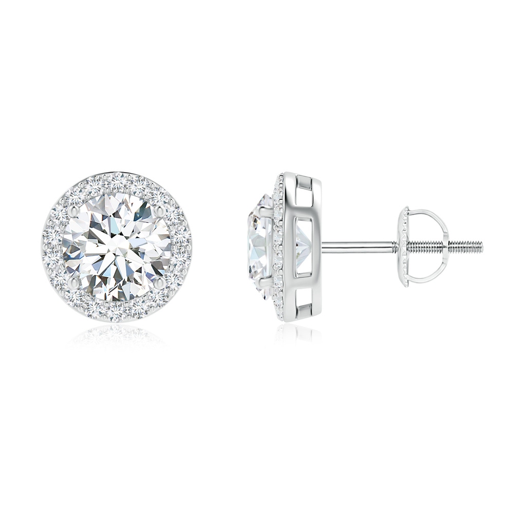 6mm FGVS Lab-Grown Vintage-Inspired Round Diamond Halo Stud Earrings in White Gold