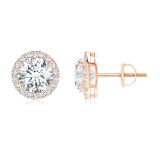 7mm FGVS Lab-Grown Vintage-Inspired Round Diamond Halo Stud Earrings in 10K Rose Gold