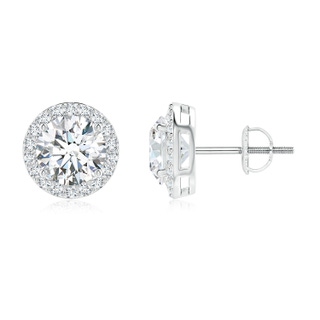 7mm FGVS Lab-Grown Vintage-Inspired Round Diamond Halo Stud Earrings in 9K White Gold