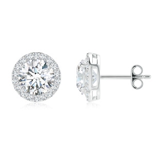 7mm FGVS Lab-Grown Vintage-Inspired Round Diamond Halo Stud Earrings in S999 Silver