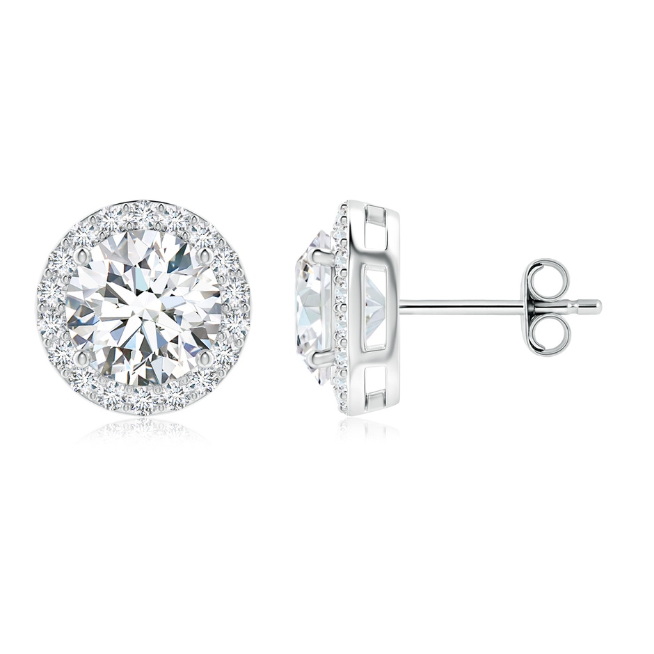 8.1mm FGVS Lab-Grown Vintage-Inspired Round Diamond Halo Stud Earrings in S999 Silver 
