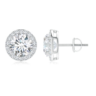 8.1mm FGVS Lab-Grown Vintage-Inspired Round Diamond Halo Stud Earrings in White Gold