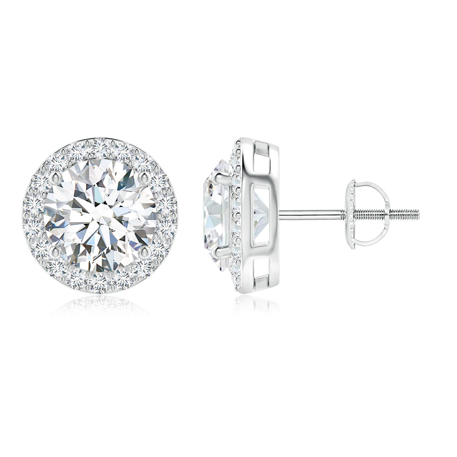 8.9mm FGVS Lab-Grown Vintage-Inspired Round Diamond Halo Stud Earrings in P950 Platinum