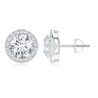 8.9mm FGVS Lab-Grown Vintage-Inspired Round Diamond Halo Stud Earrings in P950 Platinum