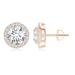8.9mm FGVS Lab-Grown Vintage-Inspired Round Diamond Halo Stud Earrings in Rose Gold