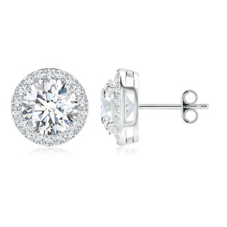 8.9mm FGVS Lab-Grown Vintage-Inspired Round Diamond Halo Stud Earrings in S999 Silver