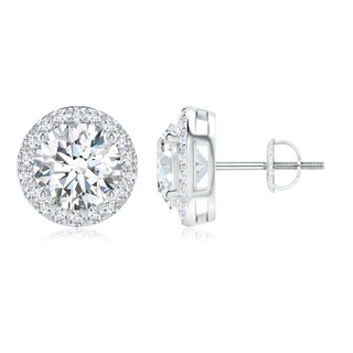 8.9mm FGVS Lab-Grown Vintage-Inspired Round Diamond Halo Stud Earrings in White Gold