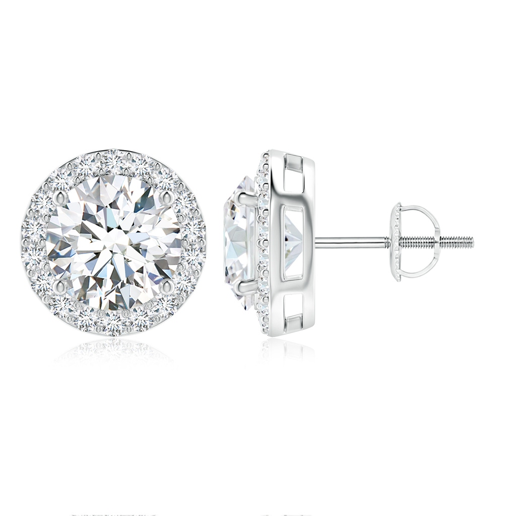 9.2mm FGVS Lab-Grown Vintage-Inspired Round Diamond Halo Stud Earrings in P950 Platinum