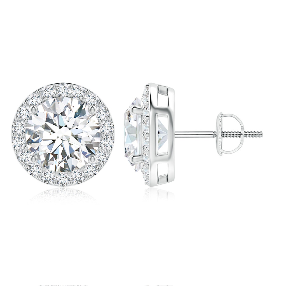 9.2mm FGVS Lab-Grown Vintage-Inspired Round Diamond Halo Stud Earrings in P950 Platinum 