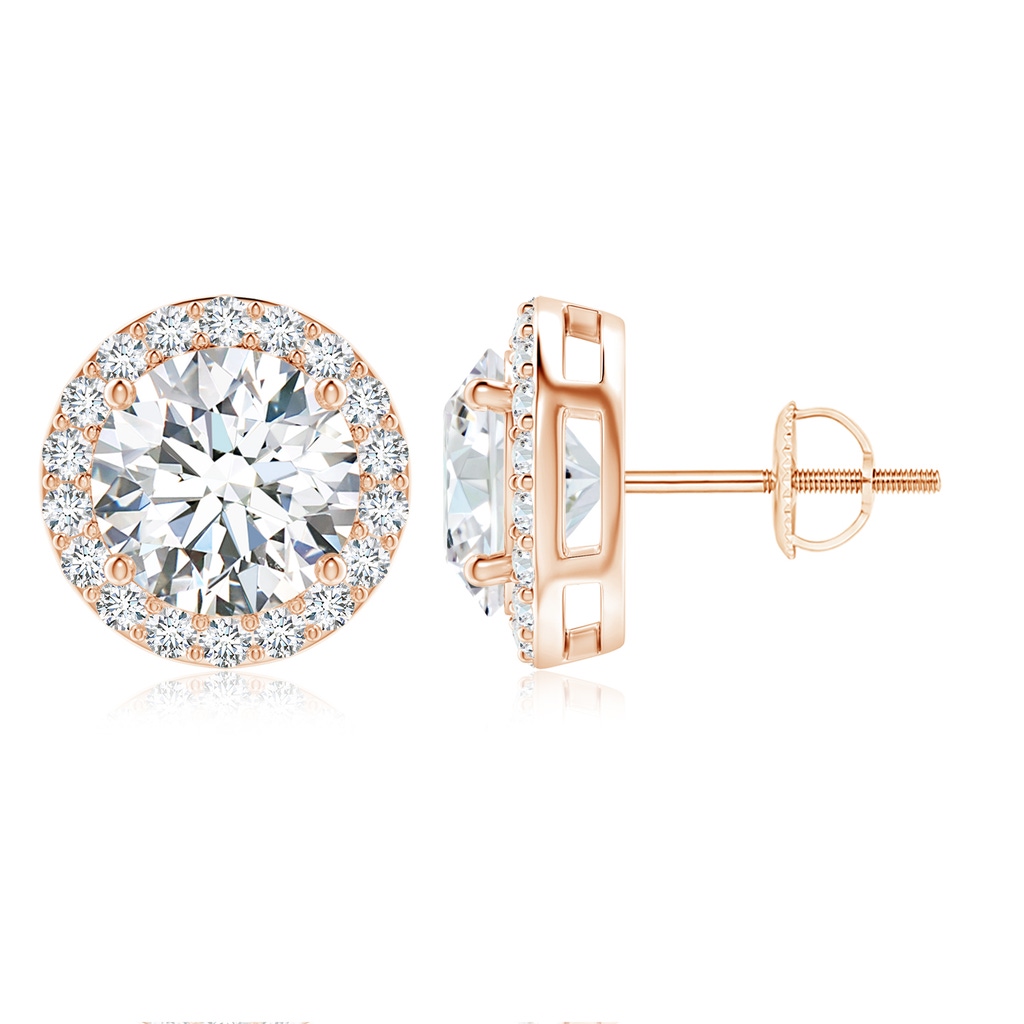 9.2mm FGVS Lab-Grown Vintage-Inspired Round Diamond Halo Stud Earrings in Rose Gold