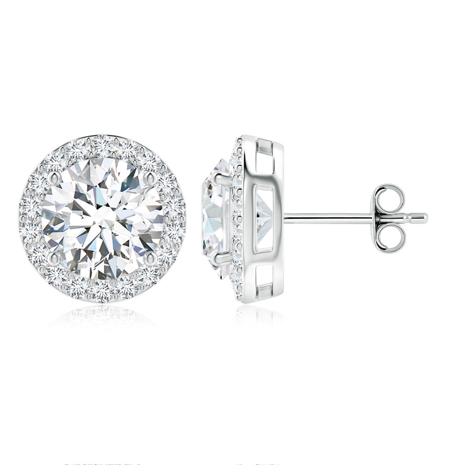9.2mm FGVS Lab-Grown Vintage-Inspired Round Diamond Halo Stud Earrings in S999 Silver 