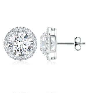 9.2mm FGVS Lab-Grown Vintage-Inspired Round Diamond Halo Stud Earrings in S999 Silver