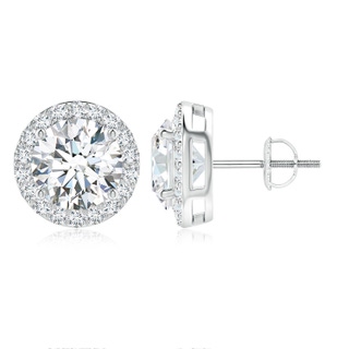 9.2mm FGVS Lab-Grown Vintage-Inspired Round Diamond Halo Stud Earrings in White Gold