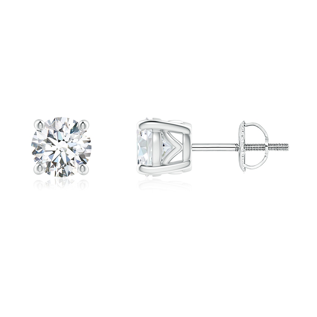 5.1mm FGVS Lab-Grown Vintage Style Round Diamond Solitaire Stud Earrings in P950 Platinum