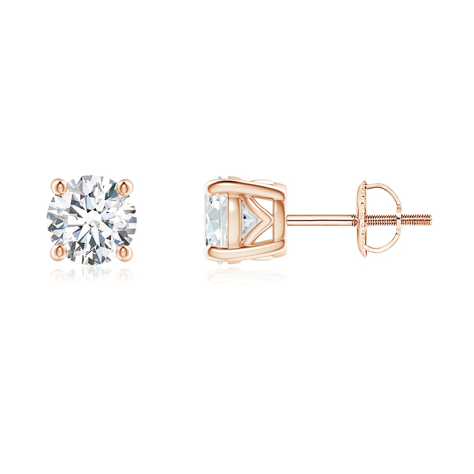 5.1mm FGVS Lab-Grown Vintage Style Round Diamond Solitaire Stud Earrings in Rose Gold 