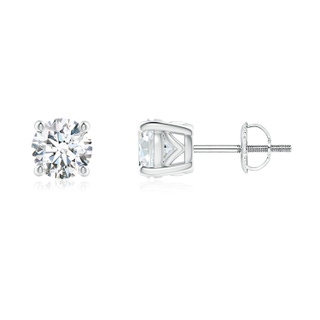 5.1mm FGVS Lab-Grown Vintage Style Round Diamond Solitaire Stud Earrings in White Gold