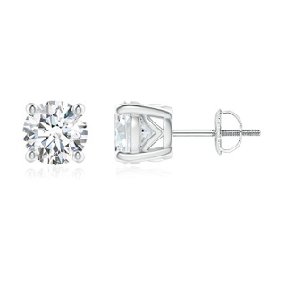 6.4mm FGVS Lab-Grown Vintage Style Round Diamond Solitaire Stud Earrings in 18K White Gold