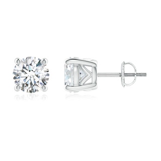 6.4mm FGVS Lab-Grown Vintage Style Round Diamond Solitaire Stud Earrings in P950 Platinum