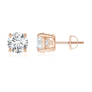 6.4mm FGVS Lab-Grown Vintage Style Round Diamond Solitaire Stud Earrings in Rose Gold