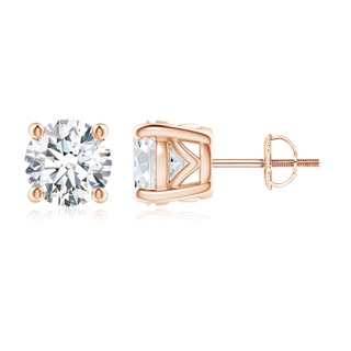 7.4mm FGVS Lab-Grown Vintage Style Round Diamond Solitaire Stud Earrings in 18K Rose Gold