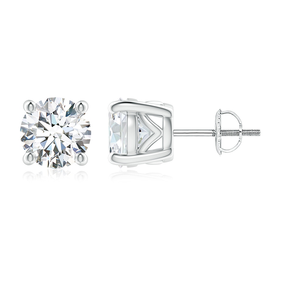 7.4mm FGVS Lab-Grown Vintage Style Round Diamond Solitaire Stud Earrings in White Gold 
