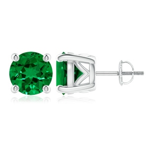 9mm Labgrown Lab-Grown Vintage Style Round Emerald Solitaire Stud Earrings in P950 Platinum