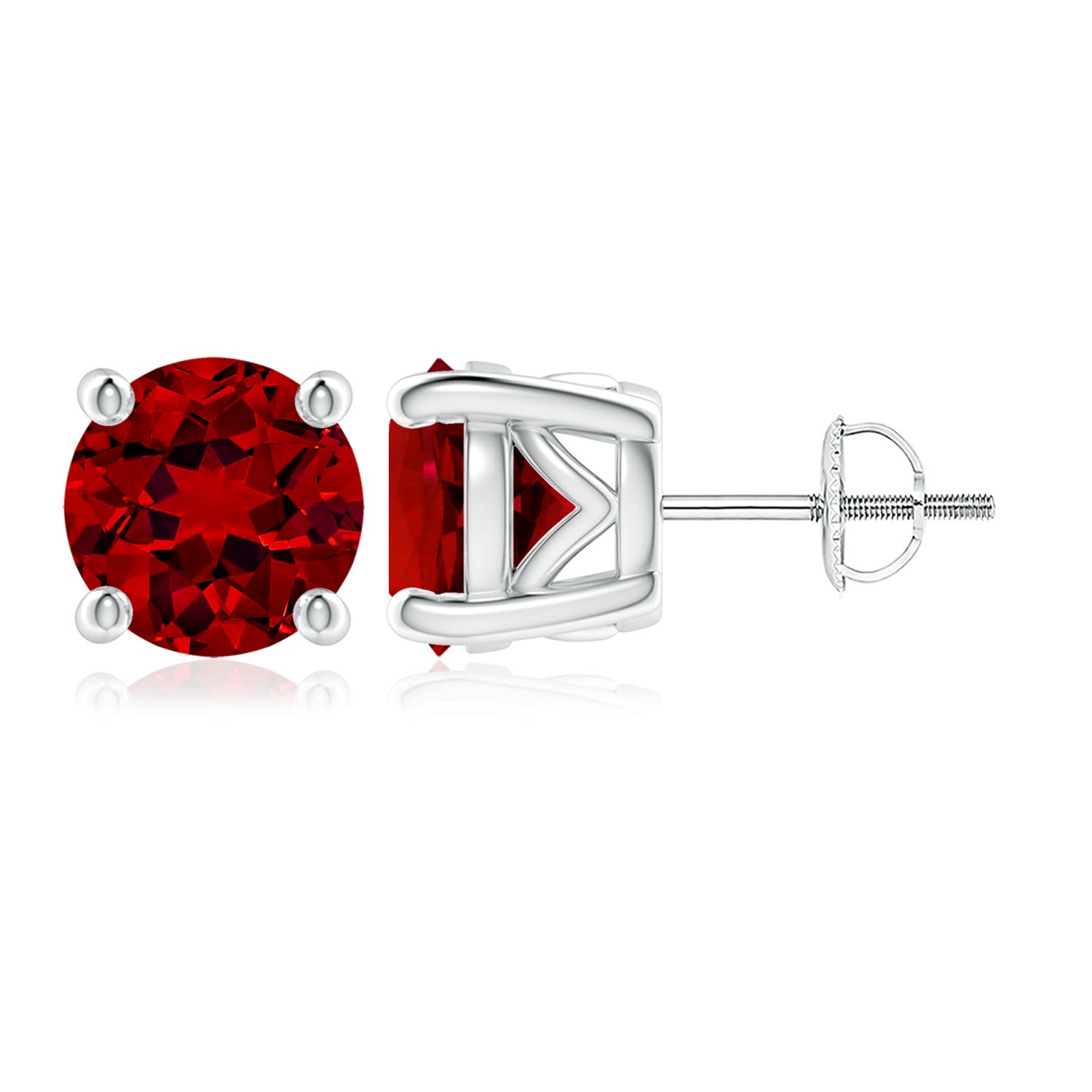 9mm Labgrown Lab-Grown Vintage Style Round Ruby Solitaire Stud Earrings in P950 Platinum