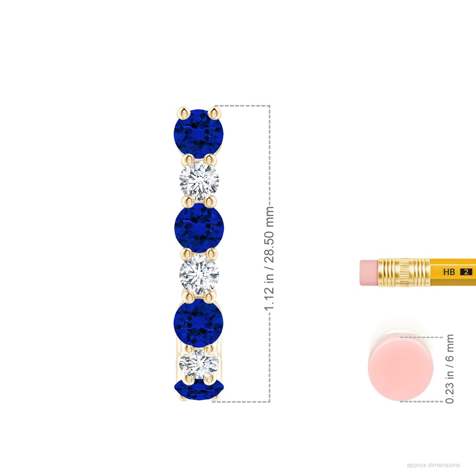4mm Labgrown Lab-Grown Blue Sapphire and Diamond J-Hoop Earrings in Yellow Gold ruler