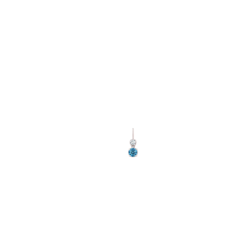 6mm Labgrown Round Lab-Grown Fancy Intense Blue Diamond Leverback Dangle Earrings in P950 Platinum ear