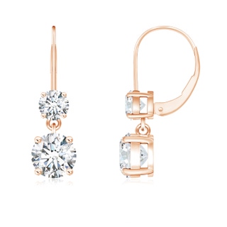 5mm FGVS Lab-Grown Round Diamond Leverback Dangle Earrings with Diamond in 9K Rose Gold