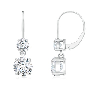 5mm FGVS Lab-Grown Round Diamond Leverback Dangle Earrings with Diamond in P950 Platinum