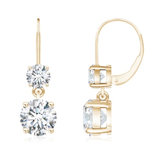 6mm FGVS Lab-Grown Round Diamond Leverback Dangle Earrings with Diamond in 10K Yellow Gold