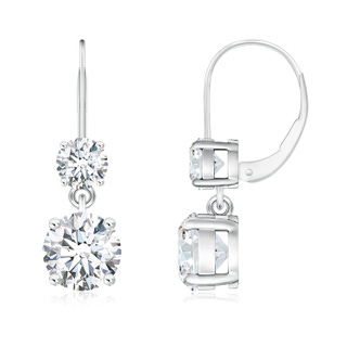 6mm FGVS Lab-Grown Round Diamond Leverback Dangle Earrings with Diamond in P950 Platinum