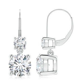 8.1mm FGVS Lab-Grown Round Diamond Leverback Dangle Earrings with Diamond in P950 Platinum