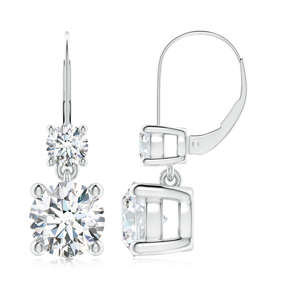 8.1mm FGVS Lab-Grown Round Diamond Leverback Dangle Earrings with Diamond in S999 Silver 