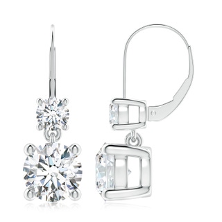 8.1mm FGVS Lab-Grown Round Diamond Leverback Dangle Earrings with Diamond in White Gold