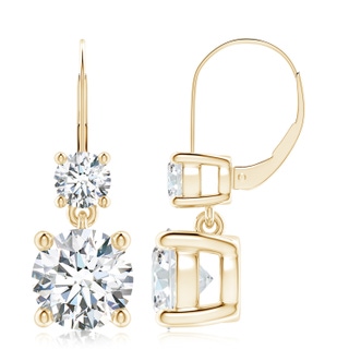 8.9mm FGVS Lab-Grown Round Diamond Leverback Dangle Earrings with Diamond in 9K Yellow Gold